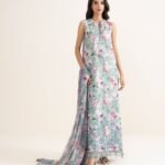 Lawn Embroidered Blue 3 Piece Suit