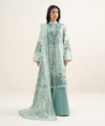 Lawn Embroidered Blue & White 3 Piece Suit - Image 2