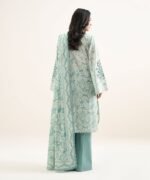 Lawn Embroidered Blue & White 3 Piece Suit - Image 3