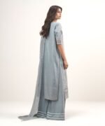 Raw Silk Embroidered Grey  3 Piece Suit - Image 3