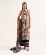 Cotton Printed Black Trousers Fabric