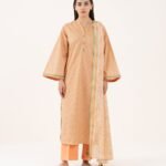 Lawn Printed Orange 3 Piece Suit