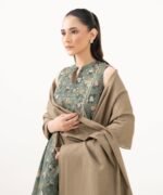 Khaddar Printed Green 3 Piece Suit