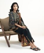 Zari Lawn Black   Printed 3 Piece Suit