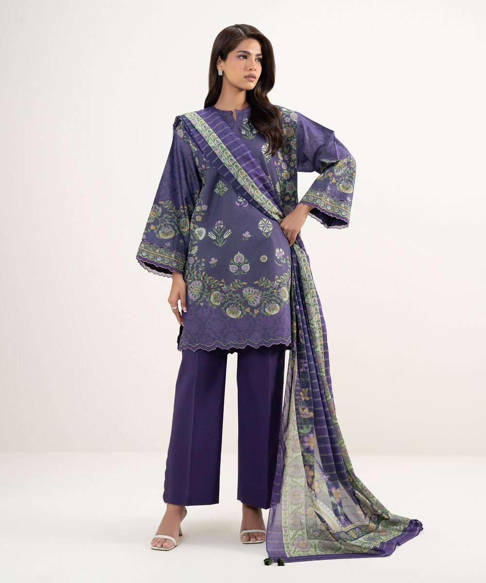 0U3PDYS26V28_2.jpg Zari Lawn Purple Printed 3 Piece Suit