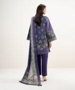 Zari Lawn Purple Printed 3 Piece Suit - Image 3