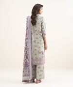 Zari Lawn Printed Purple 3 Piece Suit - Image 4