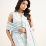 Lawn Printed Blue 3 Piece Suit