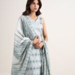 Lawn Grey Embroidered 3 Piece Suit