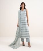 Lawn Grey Embroidered 3 Piece Suit - Image 2