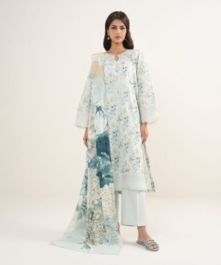 Lawn Embroidered Aqua 2 Piece Suit