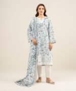 Lawn Embroidered Teal Blue and Off white 2 Piece Suit