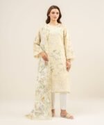 Lawn Embroidered Light Yellow 2 Piece Suit - Image 2