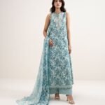 Lawn Blue Embroidered 3 Piece Suit