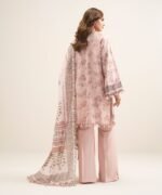Textured Cotton Viscose Embroidered Pink 3 Piece Suit - Image 3