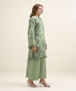 Textured Cotton Viscose Green Embroidered 3 Piece Suit - Image 2