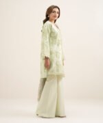 Textured Cotton Viscose Embroidered Light Mint 3 Piece Suit - Image 2