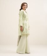 Textured Cotton Viscose Embroidered Light Mint 3 Piece Suit - Image 2