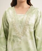 Textured Cotton Viscose Embroidered Light Mint 3 Piece Suit - Image 4