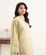 Cotton Net Embroidered Green 3 Piece Suit - Image 2