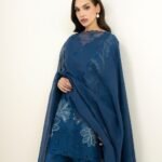 Lawn Embroidered Blue 3 Piece Suit