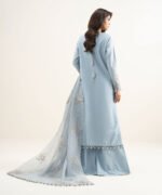 Lawn Embroidered Ice Blue 3 Piece Suit - Image 3