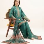Blended Raw Silk Embroidered Green 3 Piece Suit