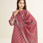 Zari Lawn Printed Pink 3 Piece Suit