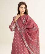 Zari Lawn Printed Pink 3 Piece Suit