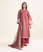 Zari Lawn Printed Pink 3 Piece Suit - Image 2