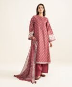 Zari Lawn Printed Pink 3 Piece Suit - Image 2