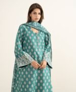Lawn Printed Green 3 Piece Suit - Image 2