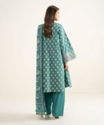 Lawn Printed Green 3 Piece Suit - Image 4