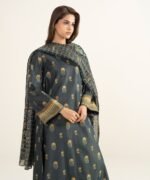 Zari Lawn Printed Black 3 Piece Suit
