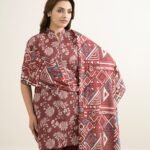 Lawn Printed Red 3 Piece Suit