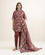 Lawn Printed Red 3 Piece Suit - Image 2