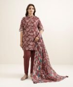 Lawn Printed Red 3 Piece Suit - Image 2