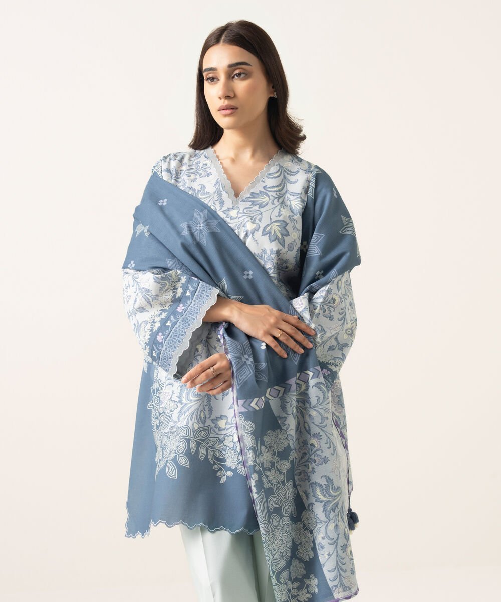 3PDYS26V1168_2-1.jpg Lawn Printed Blue 3 Piece Suit - Image 1