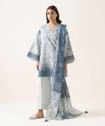 Lawn Printed Blue 3 Piece Suit - Image 2
