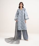 Lawn Grey Printed 3 Piece Suit - Image 2