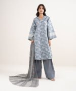 Lawn Grey Printed 3 Piece Suit - Image 2
