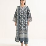 Khaddar Embroidered Grey 3 Piece Suit