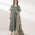 Lawn Printed Green 3 Piece Suit