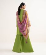 Cotton Viscose Embroidered Green 3 Piece Suit - Image 3