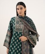 Light Linen Printed Green 3 Piece Suit