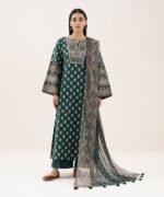 Light Linen Printed Green 3 Piece Suit - Image 2