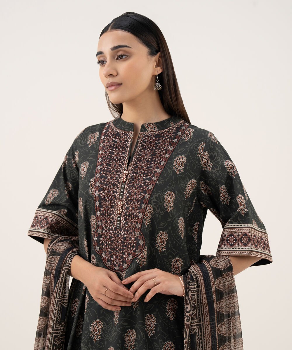 3PEDYS26V066_1 Light Linen Printed Grey 3 Piece Suit - Image 1