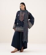 Light Linen Printed Blue 3 Piece Suit