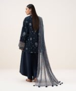 Light Linen Printed Blue 3 Piece Suit - Image 3