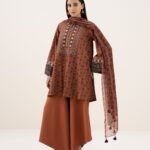 Light Linen Printed Brown 3 Piece Suit
